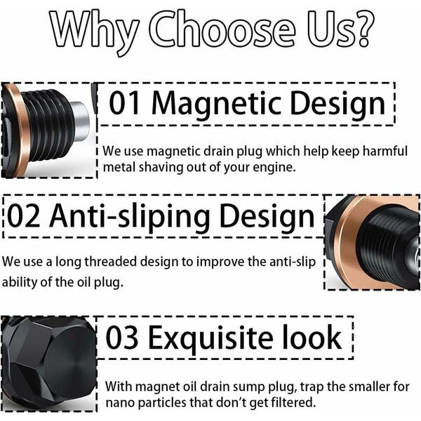 Oil Pan Screw Universal Metal Anodized Magnetic Engine Nut Drain Plug Anti Theft With Ring Fuel Funnels