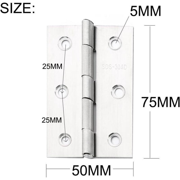 10 Pcs Stainless Steel Home Furniture Hardware Door Hinge Long 75Mm X 50Mm Door Hinges