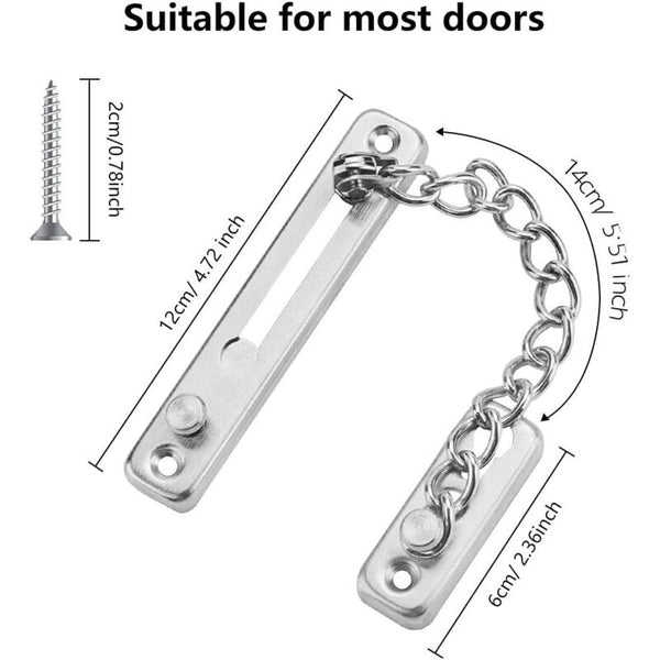 Security Door Chain Anti Theft Lock Stainless Steel Sliding Restrictor With 4 Screws Door Locks & Lock Mechanisms