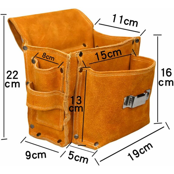 Multifunctional Tool Pouch Belt Bag Thickened Waist Durable Cowhide Hardware Storage Tool Bags Belts & Pouches
