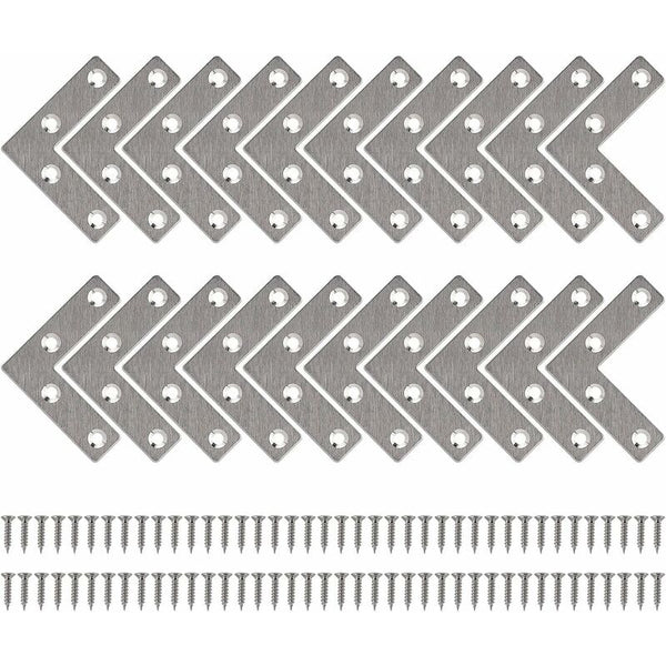 50Mm Stainless Steel L Shaped Flat Corner Braces With Screws (20 Pcs) Braces & Brackets