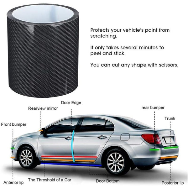 Anti Scratch Carbon Fiber Strips Protective Film Dry Detailing Vinyl Wrap Door Edge Decals & Stickers