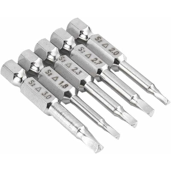 5 Pcs Magnetic Triangle Head Screwdriver Bits Set S2 Steel 1.8Mm 2Mm 2.3Mm 2.7Mm 6.35Mm Hex Shank 50Mm Length Hex Keys & Hex Wrenches