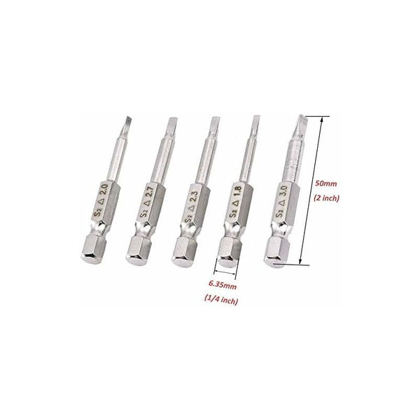 5 Pcs Magnetic Triangle Head Screwdriver Bits Set S2 Steel 1.8Mm 2Mm 2.3Mm 2.7Mm 6.35Mm Hex Shank 50Mm Length Hex Keys & Hex Wrenches