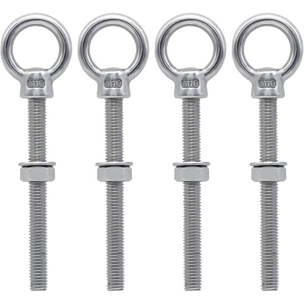 Eye Bolts M10 X 100Mm Stainless Steel Metric Thread For Fixing And Hanging 4 Pcs Screws & Bolts