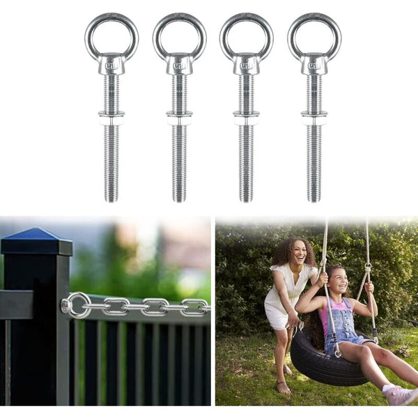 Eye Bolts M10 X 100Mm Stainless Steel Metric Thread For Fixing And Hanging 4 Pcs Screws & Bolts