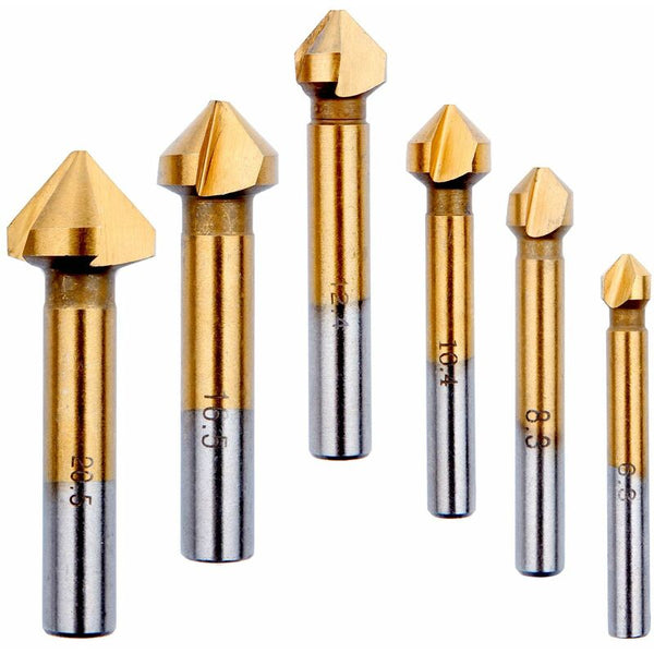Titanium Countersink Drill Bit Set Hss 90 Degree 6 Sizes Drill Bits