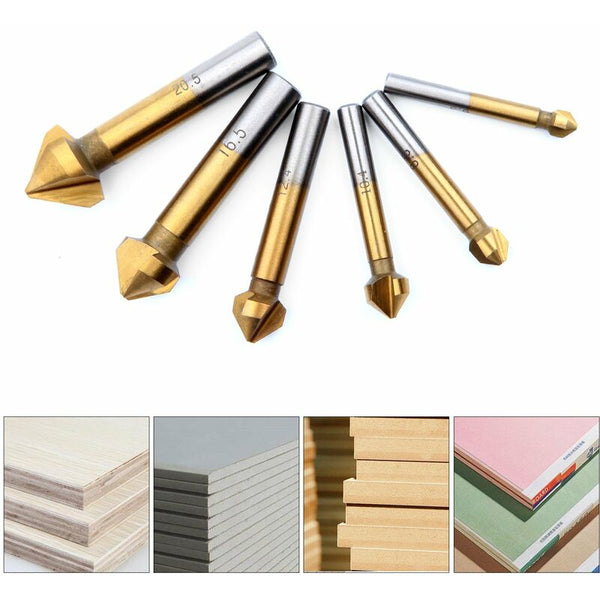 Titanium Countersink Drill Bit Set Hss 90 Degree 6 Sizes Drill Bits