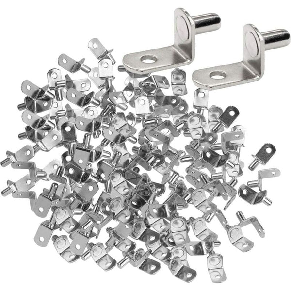 50 Pcs 6Mm Nickel Plated Metal Shelf Support Pegs L Shape Corner Brace Bracket For Wood Or Glass Furniture Furniture Parts