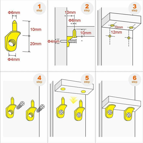 50 Pcs 6Mm Nickel Plated Metal Shelf Support Pegs L Shape Corner Brace Bracket For Wood Or Glass Furniture Furniture Parts