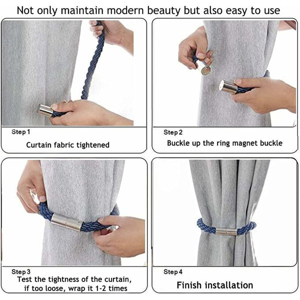 Magnetic Curtain Tiebacks 2 Pack Modern Simplicity Rope With Strong Braided Other Curtains & Accessories