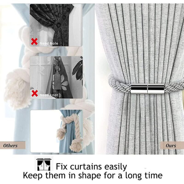 Magnetic Curtain Tiebacks 2 Pack Modern Simplicity Rope With Strong Braided Other Curtains & Accessories