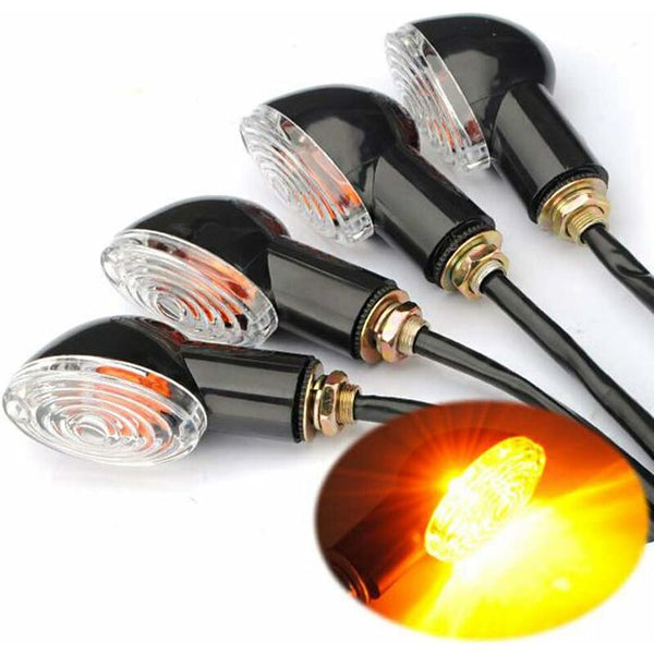 4X 12V Universal Motorcycle Turn Signal Lights Amber Waterproof Other Lighting Parts
