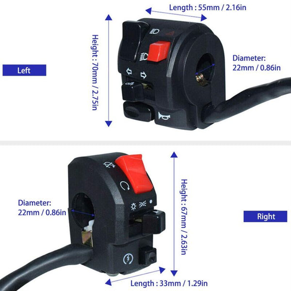 1 Pair Motorcycle Switch Handlebar Controller Motorbike Horn Turn Signal Start Button Other Motorcycle Accessories