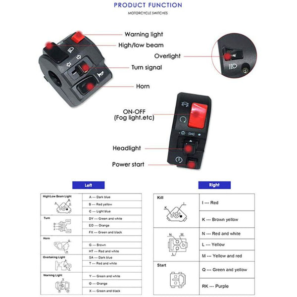 1 Pair Motorcycle Switch Handlebar Controller Motorbike Horn Turn Signal Start Button Other Motorcycle Accessories