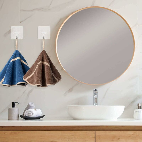 4 Pack Hanging Hand Towels With Loop Absorbent Coral Fleece Bathroom Soft Thick Round (4 Towels & Washcloths