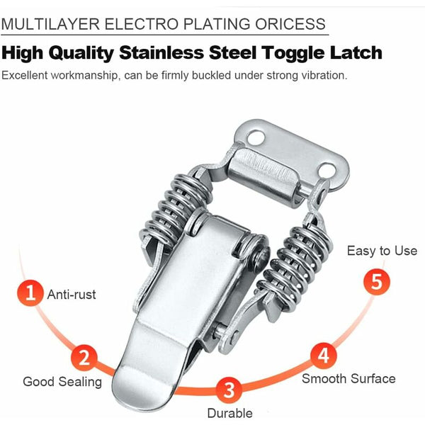 4 Pcs Stainless Steel Spring Loaded Lever Latch Tension Lock For Boxes Clamps