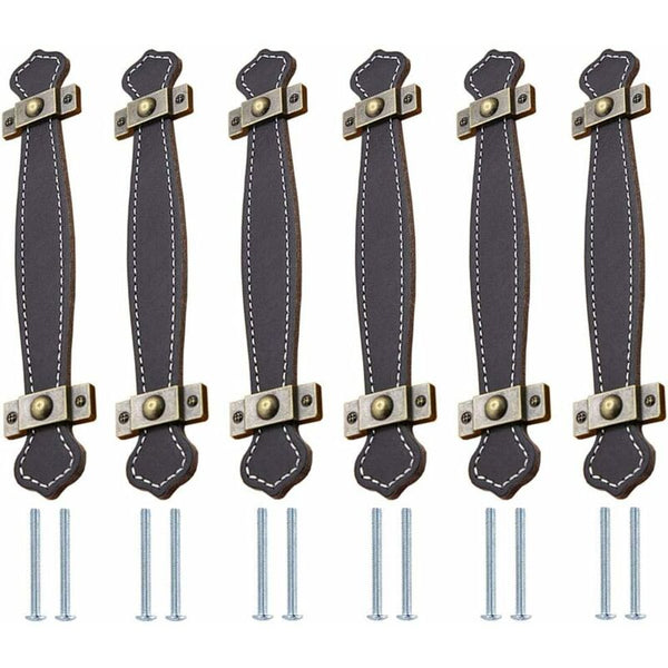 Leather Handle 6 Pieces Handles For Furniture Door Drawer Cabinet Furniture Parts