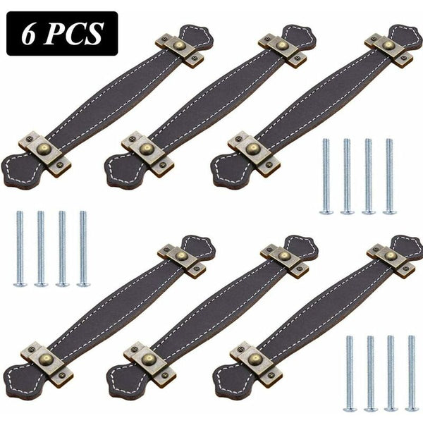 Leather Handle 6 Pieces Handles For Furniture Door Drawer Cabinet Furniture Parts