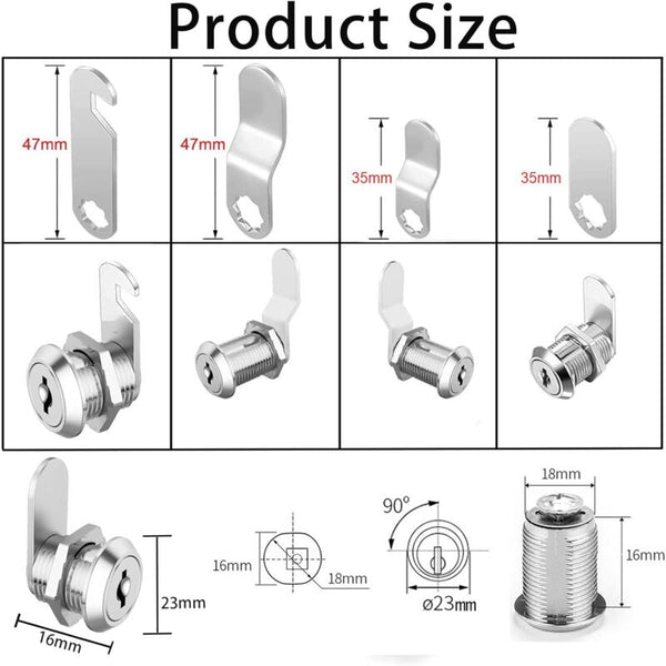 16Mm Cylinder Security Mailbox Lock With 5 Different Plates And 2 Keys Cabinet Cam Locker Toolbox Filing Letterboxes