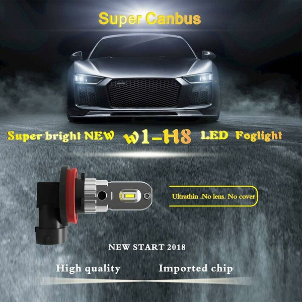H11 H8 H9 H16 Led Fog Light Bulb Pure White 6000K 12W 1200Lm Light Bulbs