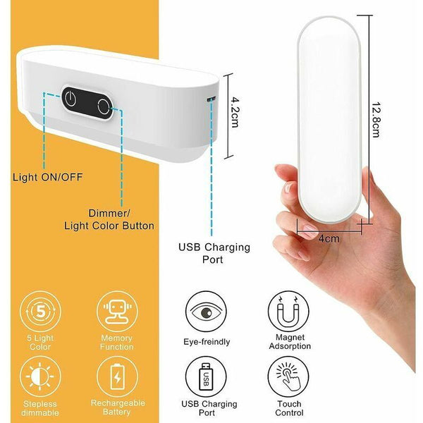 Led Closet Light Dimmable Rechargeable 2000Mah Wireless Strip With 5 Lighting Colors For Wardrobe Cupboard Night Lights