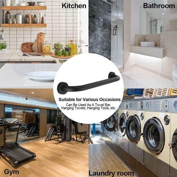 Toilet Grab Bar Stainless Steel Bathtub Handle Wall Mounted Towel Rack Bathroom Black (40Cm) Towel Racks