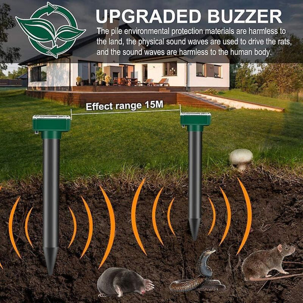 2 Pack Solar Rat Repellent Stakes Ultrasonic For Snakes Voles Other Animals Ultrasonic Pest Repellers