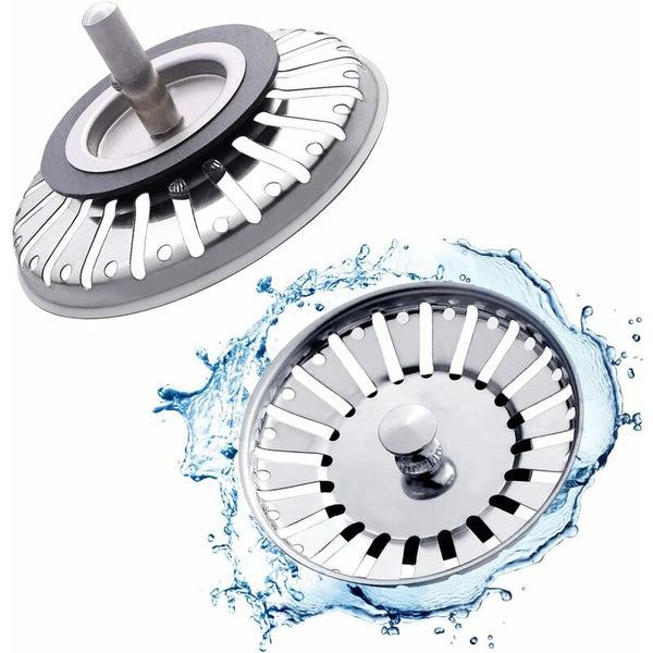 2 Pack Sink Strainer Plug 84Mm Drain Replacement Stainless Steel Filter Stopper For Kitchen Or Drain & Toilet Plungers