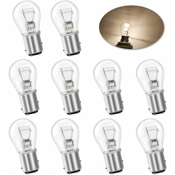 10 Pcs S25 P21/5W Bay15d 1157 Bulb 12V 21W Original Tail Brake Light Warm White Tail Lights