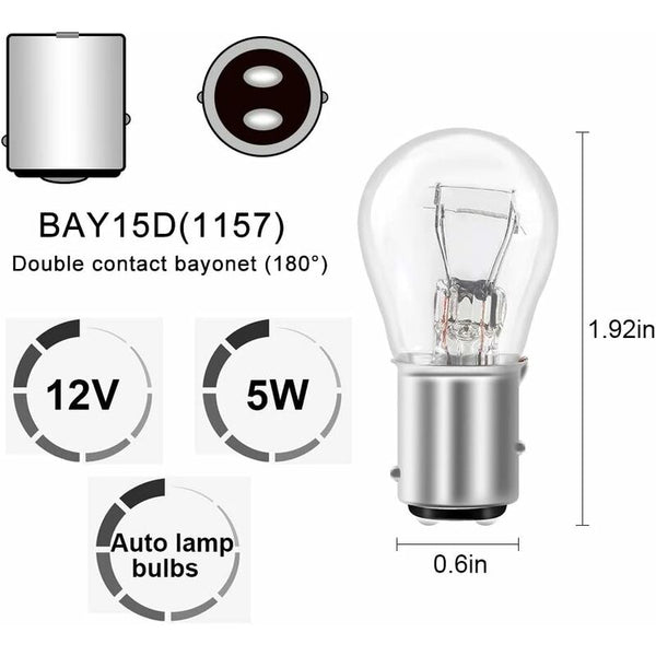 10 Pcs S25 P21/5W Bay15d 1157 Bulb 12V 21W Original Tail Brake Light Warm White Tail Lights