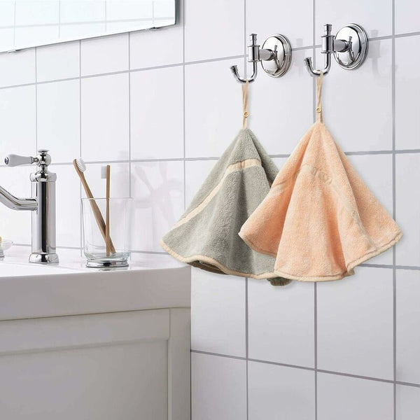 4 Pack Hanging Hand Towels With Loop Absorbent Coral Fleece Bathroom Soft Thick Dishcloth Round Towels & Washcloths