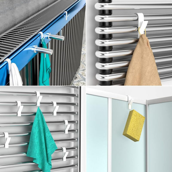 Towel Radiator 6 Pieces Hook For Dryer White Plastic Sterilisers & Towel Warmers