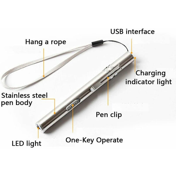 3 Pack Usb Rechargeable Led Medical Pen Lights Stainless Steel Other First Aid