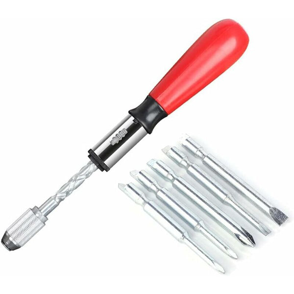6 In 1 Ratchet Screwdriver Set Semi Automatic Spiral Press Tool Screwdrivers & Nutdrivers