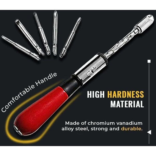 6 In 1 Ratchet Screwdriver Set Semi Automatic Spiral Press Tool Screwdrivers & Nutdrivers