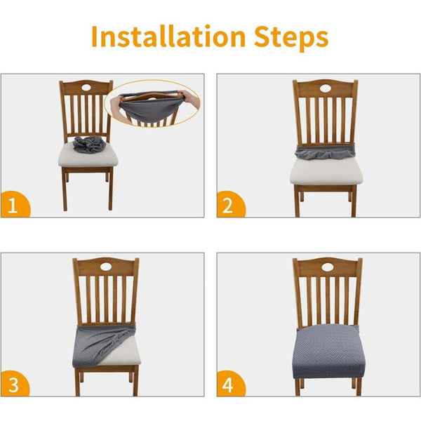 4 Pack Jacquard Embossed Stretch Dining Washable Chair Covers