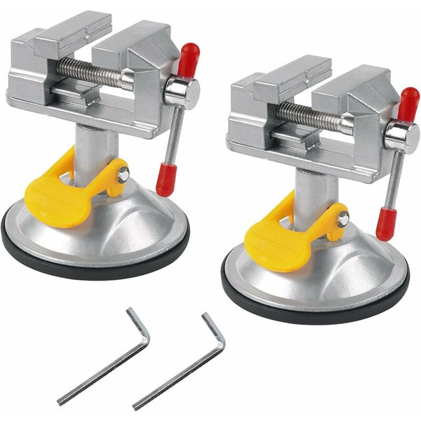 2 Pcs Bench Vise Small Swivel Mini 360A Rotation With Suction Cup 30Mm Table Clamp For Hobby Jewelry Clamps & Vices