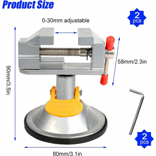 2 Pcs Bench Vise Small Swivel Mini 360A Rotation With Suction Cup 30Mm Table Clamp For Hobby Jewelry Clamps & Vices