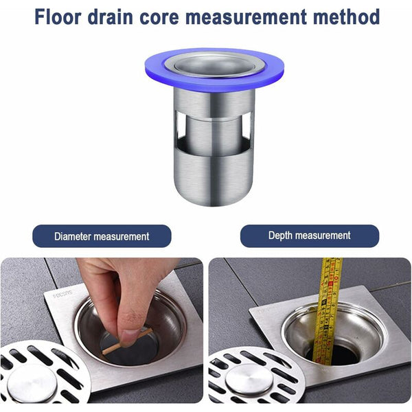 Shower Drain Anti Odor Stopper 304 Stainless Steel Grate Double Sealed Hair Filter Drain Grates