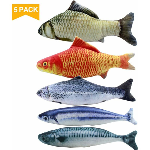 5Pcs Catnip Fish Toys For Cats Interactive Plush Pillow Cat Toys