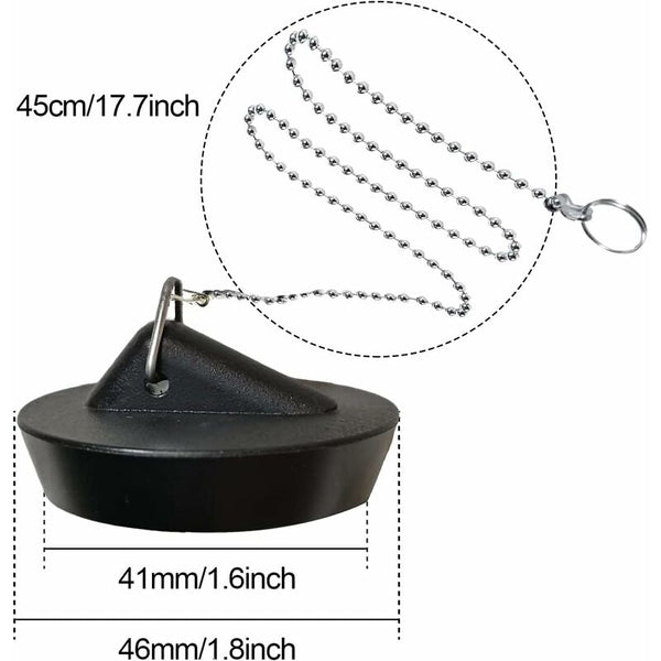 2 Pieces Rubber Sink Plug With Ball Chain Stopper Universal Stainless Steel Hook For Kitchen Or Drain Stoppers & Strainers