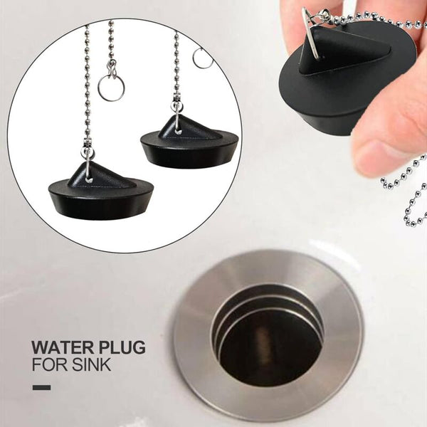 2 Pieces Rubber Sink Plug With Ball Chain Stopper Universal Stainless Steel Hook For Kitchen Or Drain Stoppers & Strainers