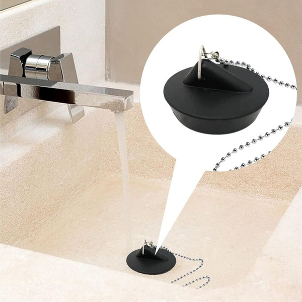 2 Pieces Rubber Sink Plug With Ball Chain Stopper Universal Stainless Steel Hook For Kitchen Or Drain Stoppers & Strainers