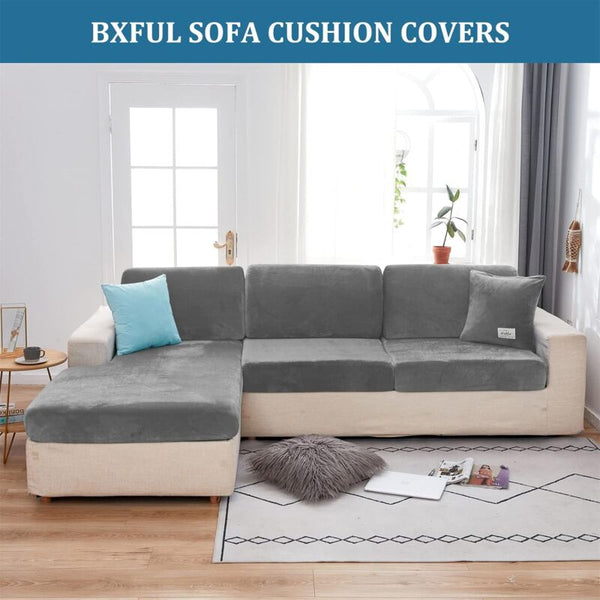Stretch Velvet Sofa Seat Cushion Cover Large 1 Seater Cushion Covers