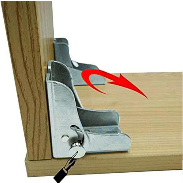Self Locking Folding Leg Bracket Worktop Kitchen Table (2 Silver) Braces & Brackets