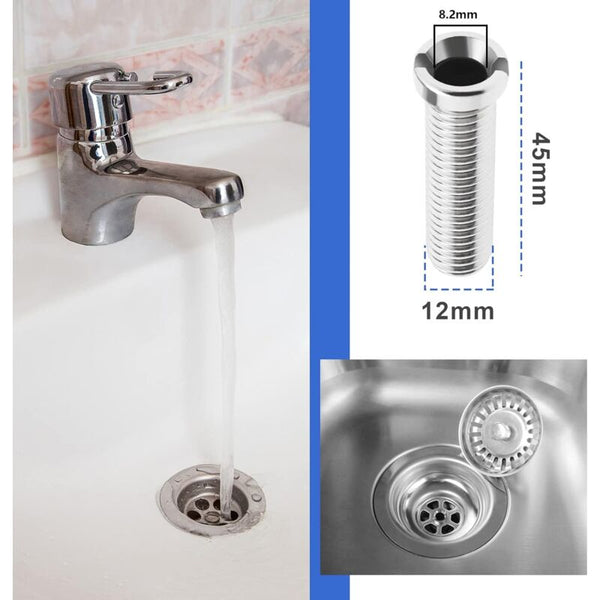 2 Pcs 304 Stainless Steel Kitchen Sink Strainer Screws Waste Threaded Connector M12a45mm Bolt Screws & Bolts
