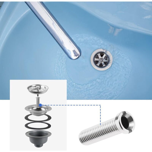 2 Pcs 304 Stainless Steel Kitchen Sink Strainer Screws Waste Threaded Connector M12a45mm Bolt Screws & Bolts