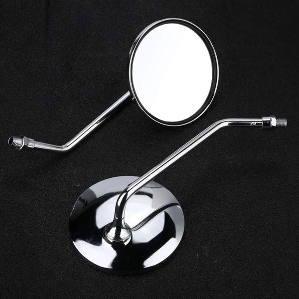Rearview Mirror 1 Pair 10Mm Round Chrome Silver Motorcycle Left And Right Side Mirrors