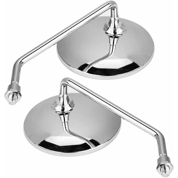 Rearview Mirror 1 Pair 10Mm Round Chrome Silver Motorcycle Left And Right Side Mirrors